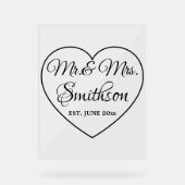 Mariage Script coeur personnalisé Nom de famille M (Recto)