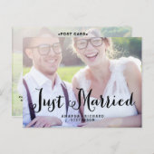 Mariage SCRIPT ÉLÉGANT JUSTE MARIÉ CARTE POSTALE (Devant / Derrière)