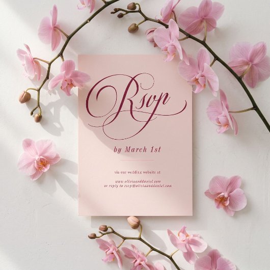 Mariage Script Raisin RSVP Blush