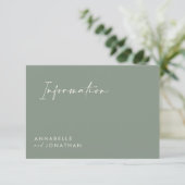 Mariage script vert moderne invitation d'informati (Debout devant)