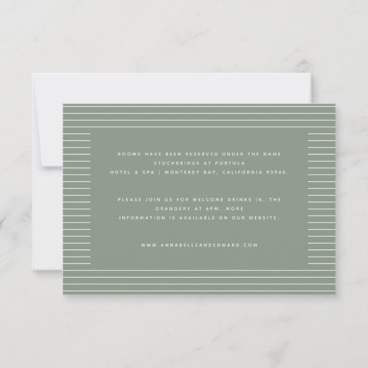 Mariage script vert moderne invitation d'informati (Dos)