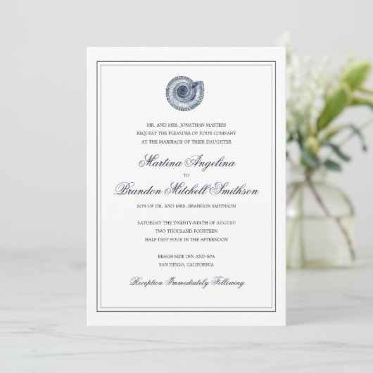 Mariage Sea Shell Beach | Invitation traditionnell (Debout devant)
