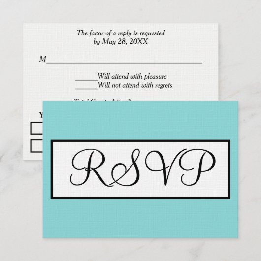 Mariage Seafoam Bleu Blanc RSVP (Devant / Derrière)