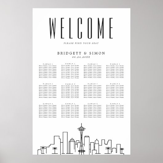 Mariage Seattle | 12 Tableau des sièges (Devant)