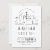 Mariage Seattle | Invitation Skyline stylisée (Devant)