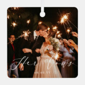 Mariage Ses Vows Photo Keepsaké Ornement en métal (Recto)