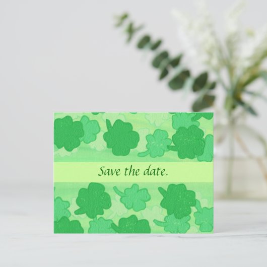 Mariage Shamrock vert Enregistrer la date Cartes p (Debout devant)