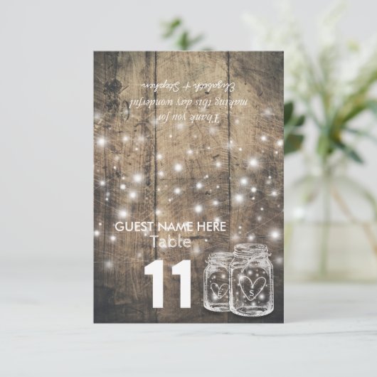 Mariage Siège Lieu Numéro de table Mason Jar Light (Debout devant)
