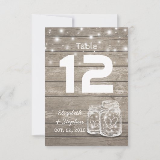 Mariage Siège Lieu Numéro de table Mason Jar Light (Dos)