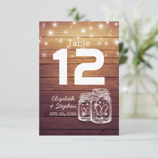 Mariage Siège Lieu Numéro de table Mason Jar Light (Debout devant)