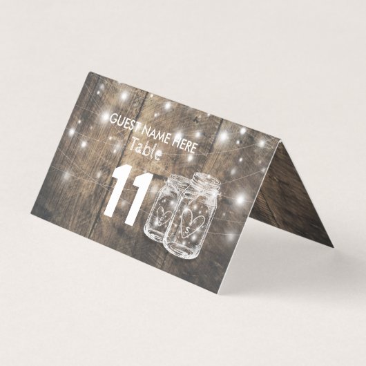 Mariage Siège Lieu Numéro de table Mason Jar Light (Front)