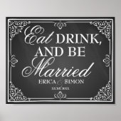 Mariage signe tableau noir manger boire et être ma (Devant)