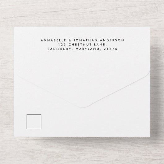 mariage simple blanc dans une seule invitation (Verso)