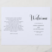 Mariage simple bleu. Programme de typographie plié (Devant)