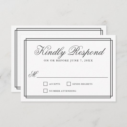 Mariage simple classique élégant cadre RSVP (Devant / Derrière)