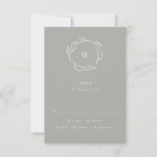 Mariage simple de germe gris et blanc RSVP (Devant)