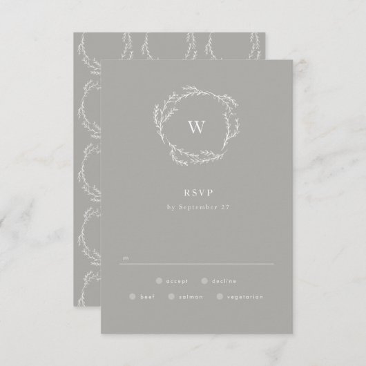 Mariage simple de germe gris et blanc RSVP (Devant / Derrière)
