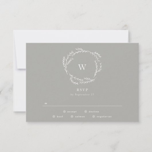 Mariage simple de germe gris et blanc RSVP (Devant)