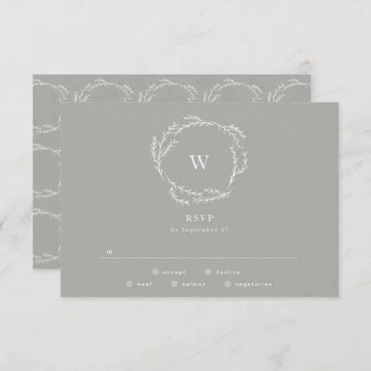 Mariage simple de germe gris et blanc RSVP (Devant / Derrière)