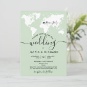 Mariage Simple Destination Carte Du Monde Aquarell (Debout devant)