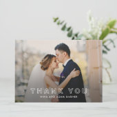 Mariage simple en plan Carte photo en Merci blanc (Debout devant)