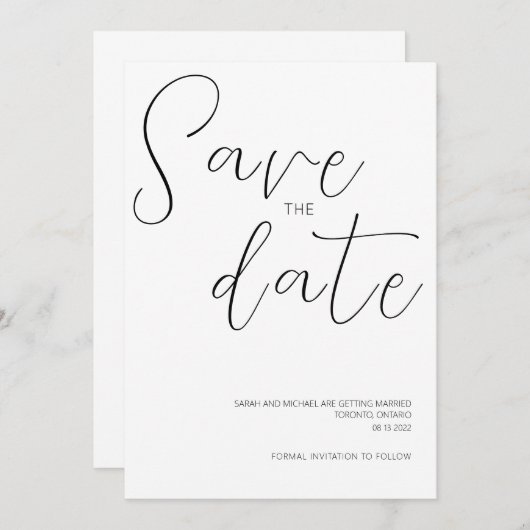 Mariage simple Enregistrer la date Invitation (Devant / Derrière)