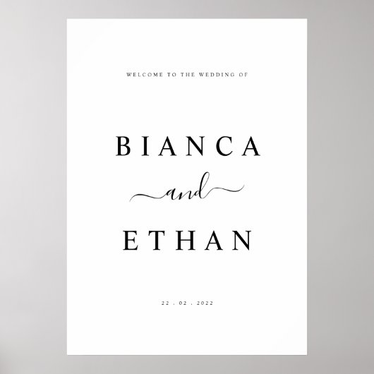 Mariage simple et Affiche de bienvenue | Minimalis (Devant)