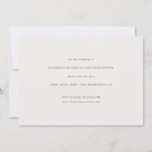 Mariage simple et chic Enregistrer la carte de dat (Dos)