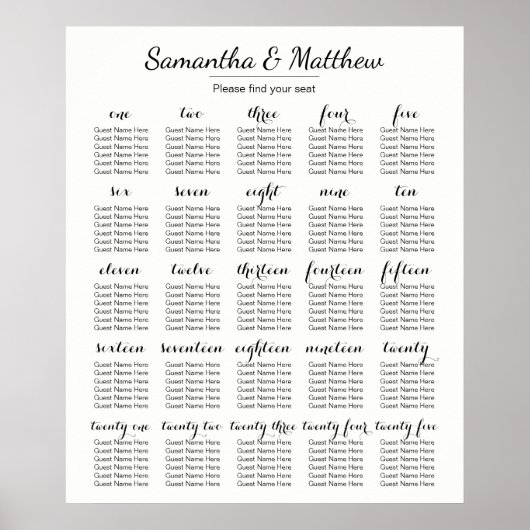 Mariage simple et chic -Plus de tables | Tableau d (Devant)