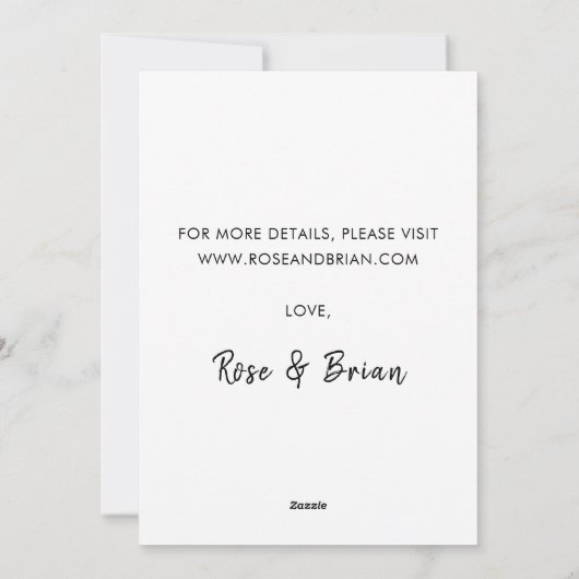 Mariage simple et élégant Enregistrer le Carte pho (Dos)