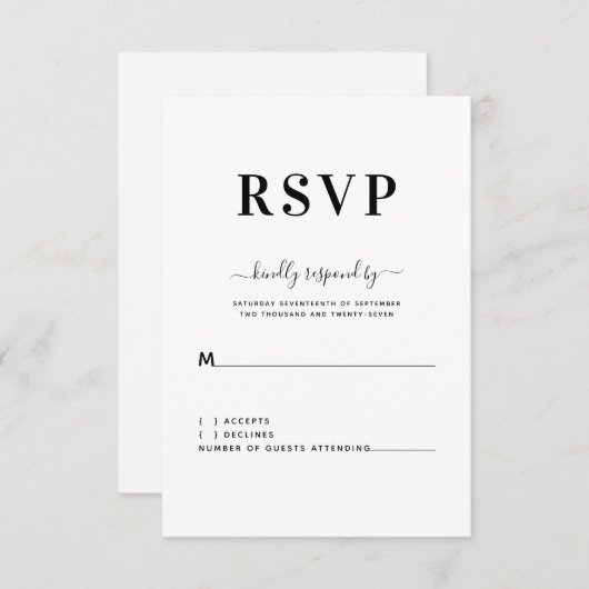 Mariage simple et simple moderne RSVP (Devant / Derrière)