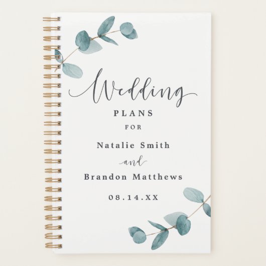 Mariage simple Eucalyptus feuille cadre et calligr (Devant)