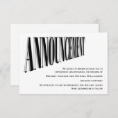 Mariage simple Faire-part reporté (Devant / Derrière)