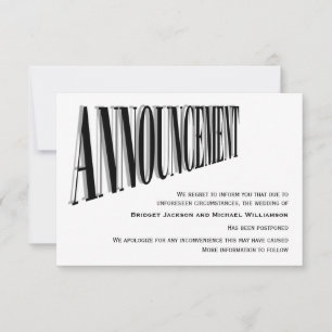 Mariage simple Faire-part reporté