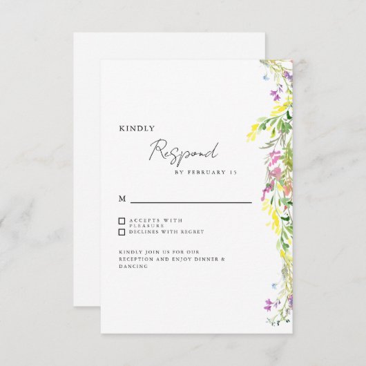 Mariage simple Fleur sauvage RSVP (Devant / Derrière)