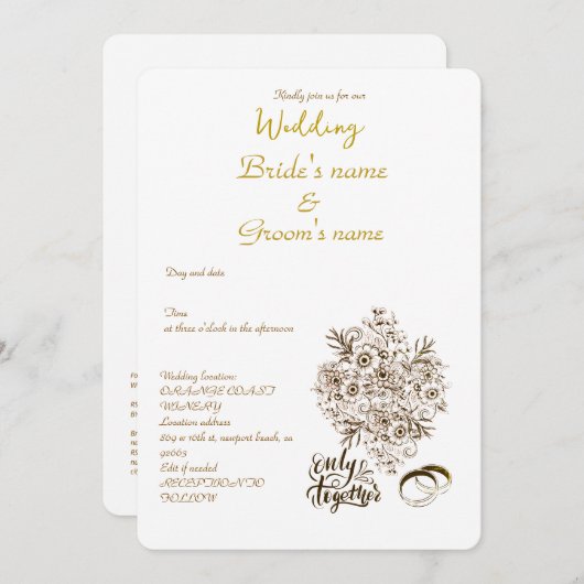 mariage simple invitation (Devant / Derrière)