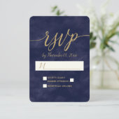 Mariage simple Marine Aquarelle & Gold Foil RSVP (Debout devant)