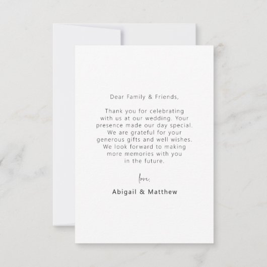 Mariage simple moderne chic Carte de remerciements (Dos)