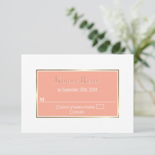 Mariage simple moderne de cadre or corail RSVP (Debout devant)