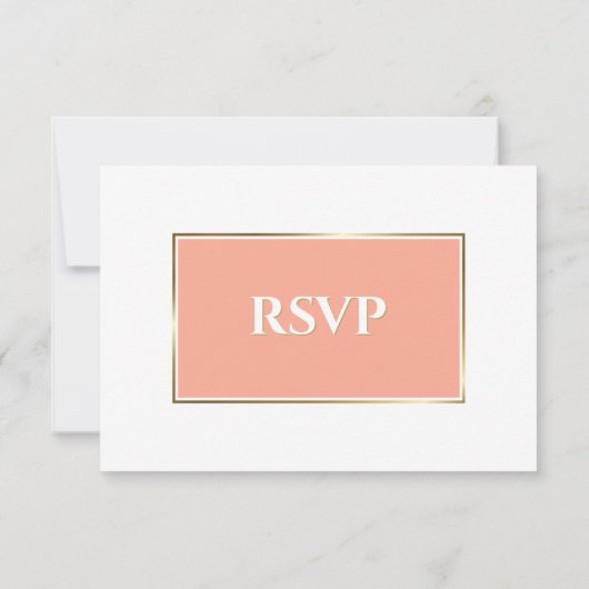 Mariage simple moderne de cadre or corail RSVP (Dos)