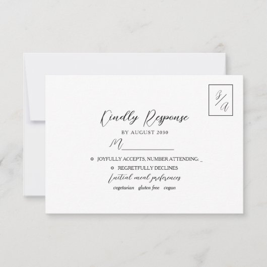 Mariage simple moderne noir et blanc RSVP (Devant)