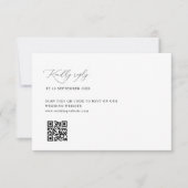 mariage simple noir et blanc code QR carte RSVP (Devant)