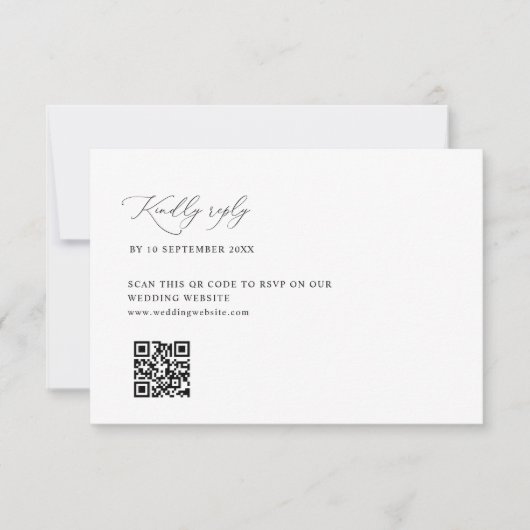 mariage simple noir et blanc code QR carte RSVP (Devant)