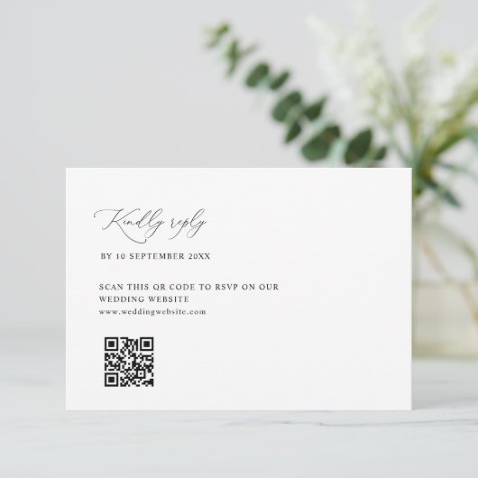 mariage simple noir et blanc code QR carte RSVP (Debout devant)