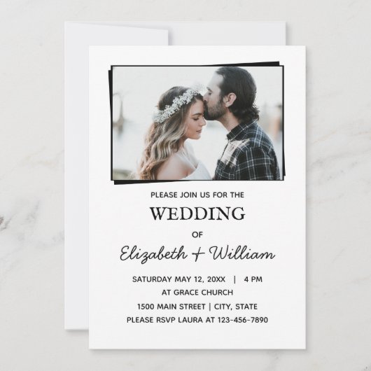 Mariage Simple Photo Élégante Invitation (Devant)
