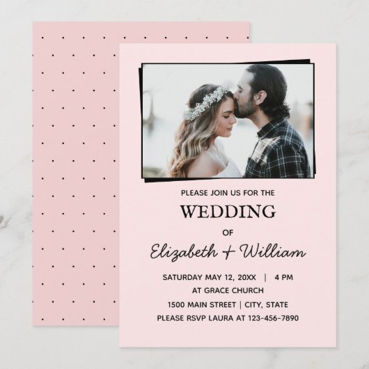 Mariage Simple Photo Élégante Invitation (Devant / Derrière)