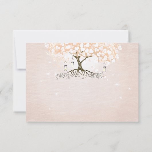 Mariage simple Pink Heart Leaf Tree RSVP (Dos)