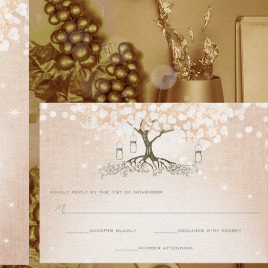 Mariage simple Pink Heart Leaf Tree RSVP