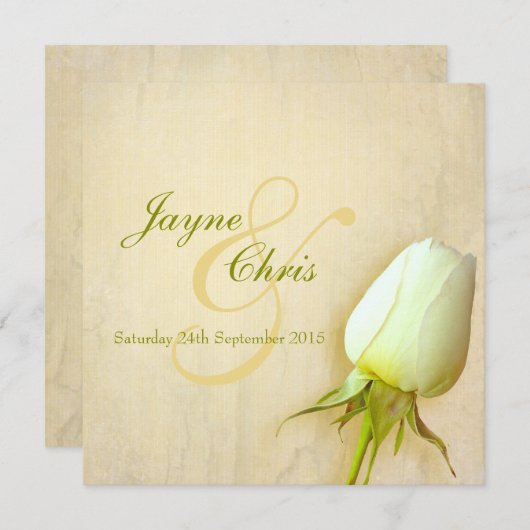 Mariage simple rose carré invitation (Devant / Derrière)