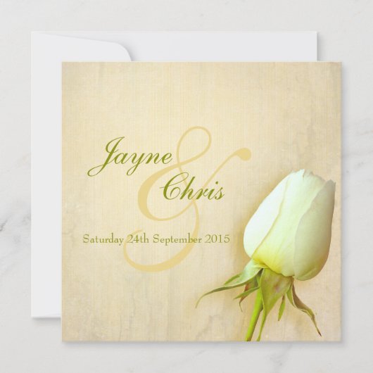 Mariage simple rose carré invitation (Devant)